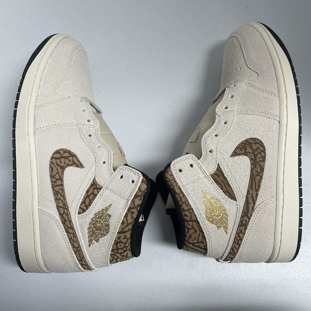 Air Jordan 1 Mid SE Brown Elephant DZ4129 102 Size 10.5 Tan Suede Mid Top Shoe - Picture 6 of 7
